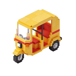 ไอคอน 3D รถตุ๊กตุ๊กแบบ Voxel - รถตุ๊กตุ๊กมุมมอง Isometric