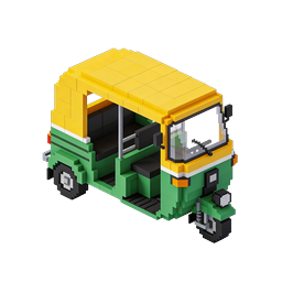 Auto Rickshaw Voxel 3D Icon - Isometric Pixel Art