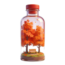 Autumn Bottle Diorama - 3D Rendered Fall Scene Icon