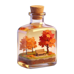 Terrario en botella de otoño con escena de follaje otoñal