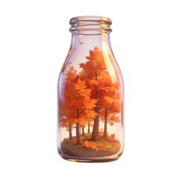 Terrario de botella de vidrio de otoño con arces