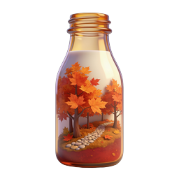 Autumn Forest in Glass Bottle Icon - Realistic 3D
