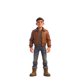 Autumn Man Character with Leather Jacket 3D Icon
