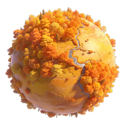 Autumn Mini Planet 3D Render Icon | Fall Forest Globe