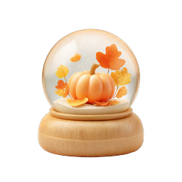 Autumn Pumpkin Snow Globe Icon - Fall Seasonal Decoration