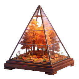 Autumn Pyramid Terrarium 3D Icon - Miniature Forest Scene