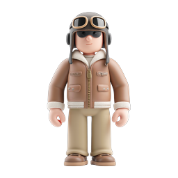 Aviator Pilot Character 3D Icon - Clay Style Design