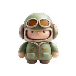 ตัวละครไอคอน 3D มาสคอตนักบินสุดน่ารัก