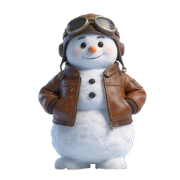 Icono de personaje muñeco de nieve aviador tierno de invierno