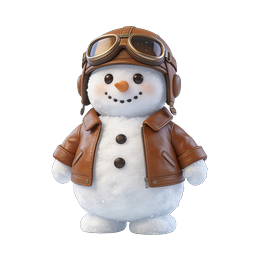 Aviator Snowman 3D Icon - Winter Holiday Character