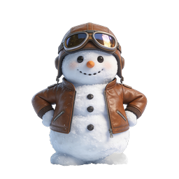 Aviator Snowman 3D Icon | Winter Pilot Character