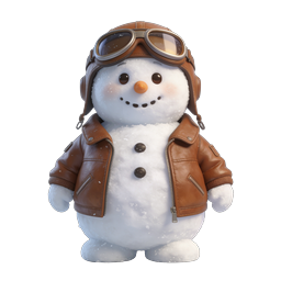 Aviator Snowman Pilot - 3D Winter Character Icon