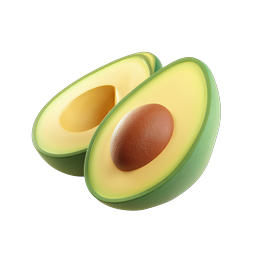 Icono de medio aguacate fresco - Ilustración 3D realista de comida