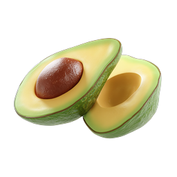 Icona realistica di metà avocado - Rendering 3D di frutta fresca