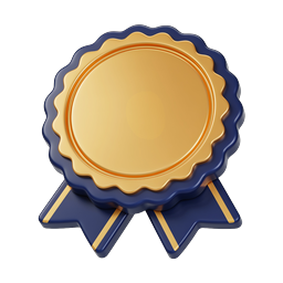 Premium Award Badge Icon - 3D Gold & Navy Medal