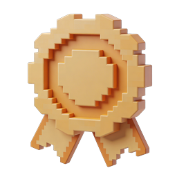 3D Award Medal Ribbon Icon - Achievement Badge
