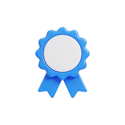 Blue Award Ribbon Badge Icon - Premium Achievement Symbol