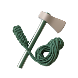 Tactical Axe with Paracord Rope Icon for Outdoor Adventures