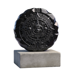 Aztec Calendar Stone Obsidian Icon | Ancient Mesoamerican Artifact