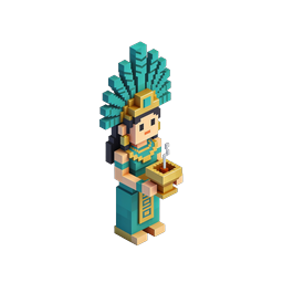 Aztec Deity Voxel Character Icon - 3D Game Asset