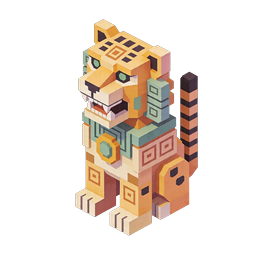 Icône Voxel Isométrique Totem Jaguar Aztèque