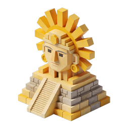 Biểu tượng Đầu Đá Aztec - Bản render 3D Nền Văn Minh Cổ Đại