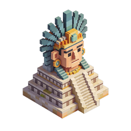 Aztec Temple Monument Voxel Icon - Ancient Civilization