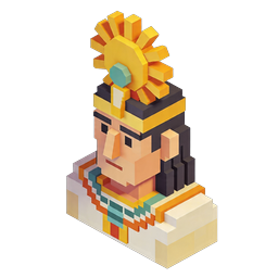 Aztec Voxel Bust Isometric 3D Icon