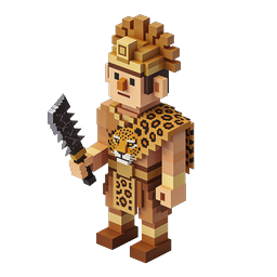 Aztec Warrior Voxel Character Icon - Tribal Game Asset