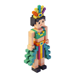 Aztec Warrior Voxel Character Icon - 3D Isometric Design