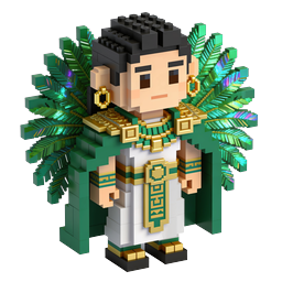 Aztec Warrior Voxel Character Icon | 3D Block Art