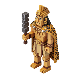 Aztec Warrior Chief 3D Voxel Icon - Ancient Tribal Hero