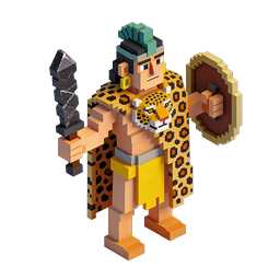 Aztec Warrior Voxel 3D Character Icon for Games