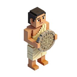 Aztec Warrior Voxel Icon - 3D Block Art Design