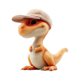 Adorable Baby Dinosaur with Baseball Cap 3D Icon