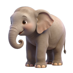 Icono de personaje de elefante bebé 3D adorable