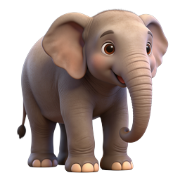 Icono de dibujo animado de elefante bebé lindo - Renderizado 3D