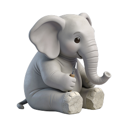 ไอคอน 3D รูปปั้นช้างน้อยน่ารัก