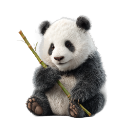 Adorable Baby Panda with Bamboo - Realistic 3D Icon
