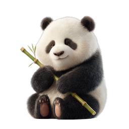 Niedliches Baby-Panda mit Bambus 3D-Icon