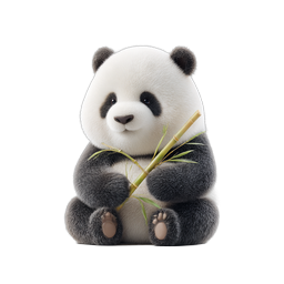 Cute Baby Panda with Bamboo Icon - Adorable 3D Wildlife