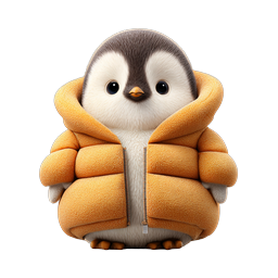 Adorable Baby Penguin in Puffer Jacket - 3D Character Icon