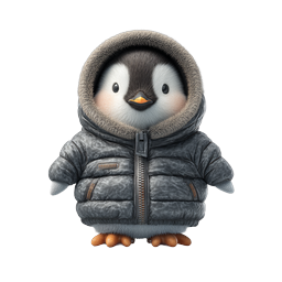 ダウンジャケットを着たかわいい赤ちゃんペンギンの冬アイコン