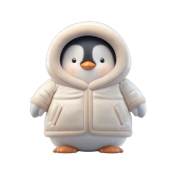 Cute Baby Penguin in Winter Coat - 3D Character Icon