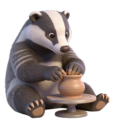 Очаровательная 3D-иконка барсука-гончара