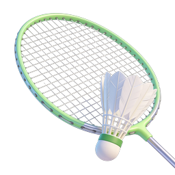 3D Badminton Racket Icon with Shuttlecock | Sports Icons
