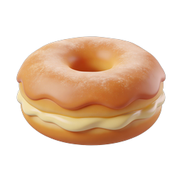 Ícone 3D de Bagel Realista com Recheio de Creme