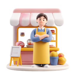 Charming Bakery Seller Icon for Food Projects