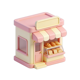 Charming Pink Bakery Shop 3D Icon for Food Apps