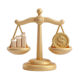 Golden Balance Scale Finance Icon | Growth vs Money